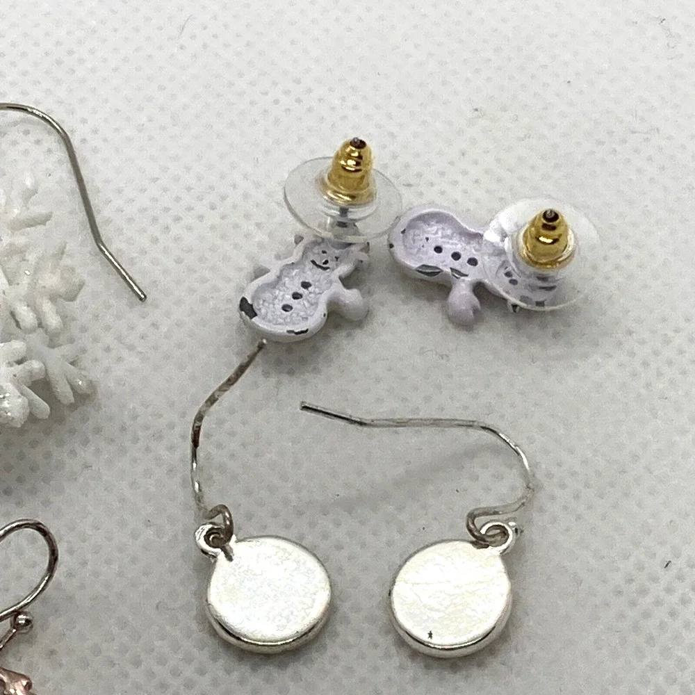 Vintage‎ - Now Lot 9 Pairs Pierced Christmas Earrings Bell Santa Snowflake Tree